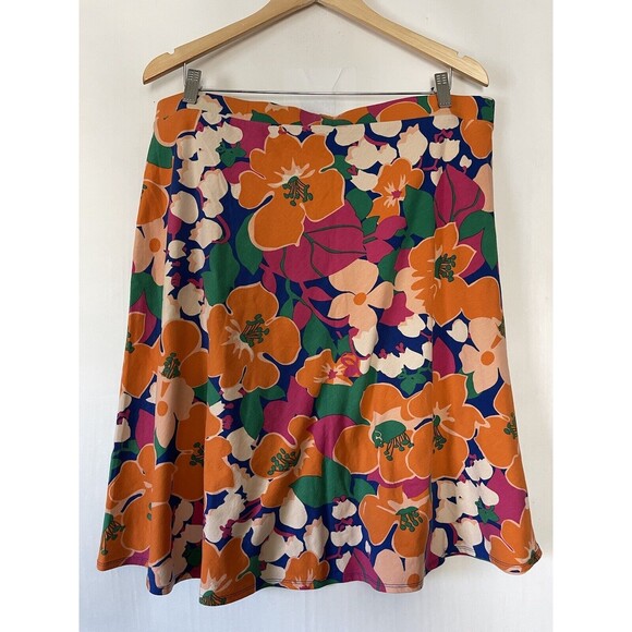 TALBOTS Tropical Floral Pull On Stretch Skirt - Orange, Pink, Blue, Green - XLp - Picture 4 of 7